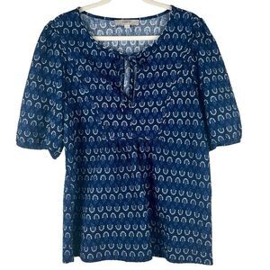 Loft Floral Puff Sleeve Blouse Large